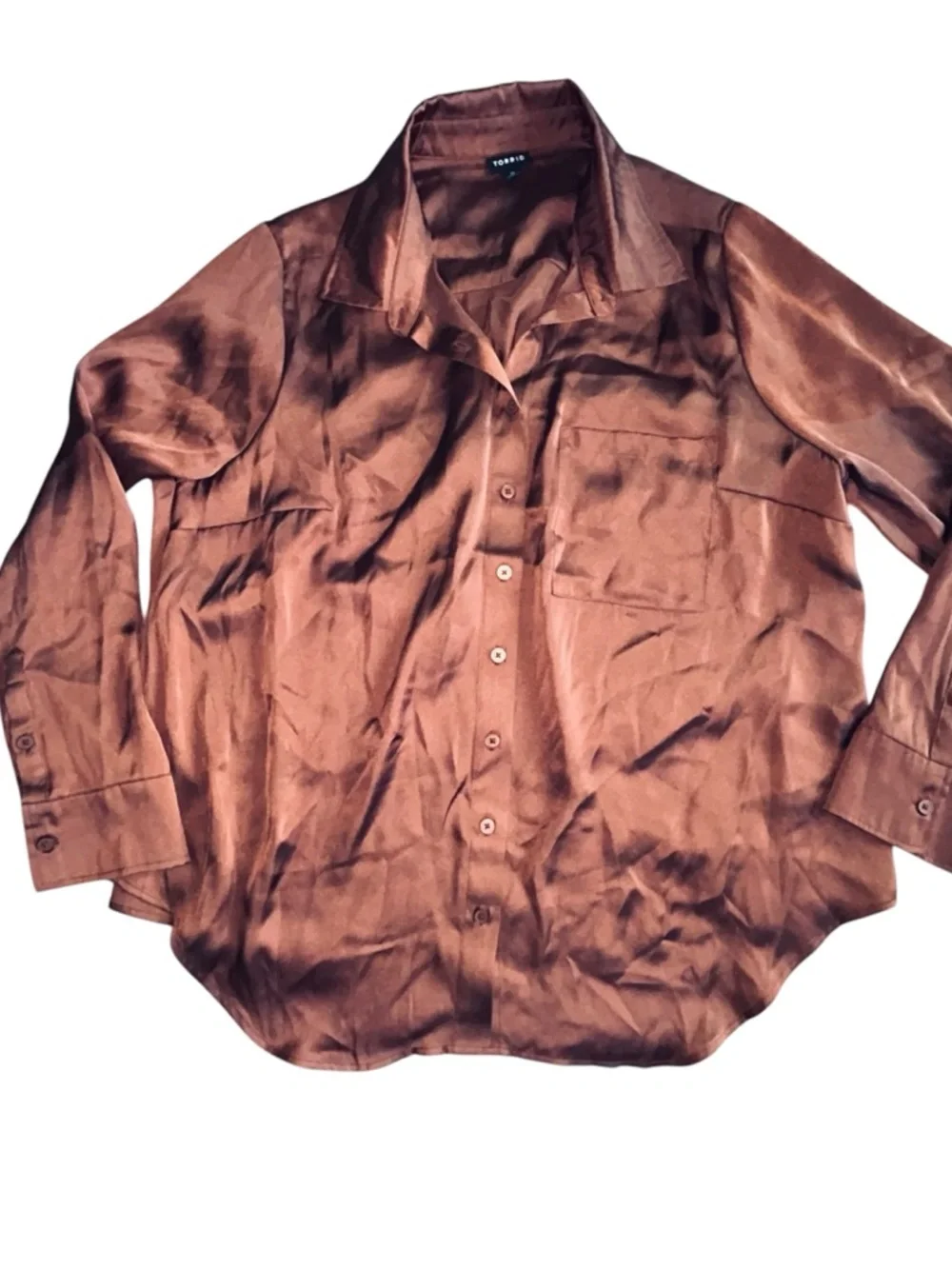 torrid Satin Relaxed Button-Up Shirt size large - Picture 7 of 9